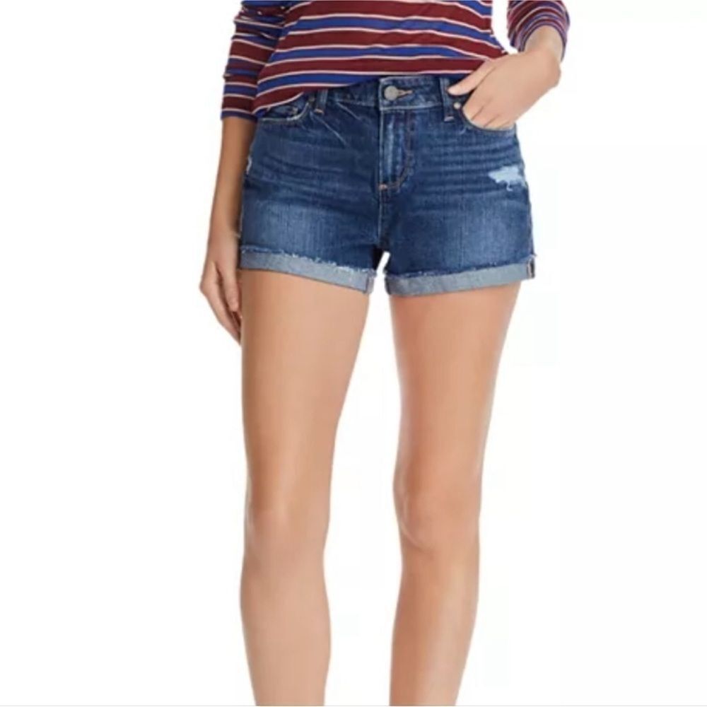 Paige Denim Jimmy Jimmy Jean Shorts Size 26 Mid Rise Distressed Cuffed Short